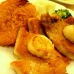 Fried pork chops with scallops