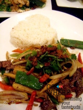 Stir fry beef with spices and herbs